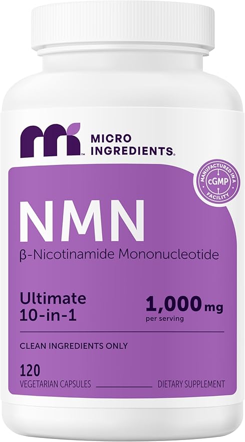 Micro Ingredients Complejo NMN de 1000 mg por porción - 120 cápsulas vegetales - Ecuador